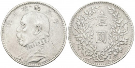 CHINA. 1 Yuan. (Ar. 26,30g/39mm). 1914 (Año 3). República de China. Yuan Shikai. (Km#329). MBC.