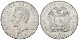 ECUADOR. 5 Sucres (Ar. 24.95/33mm). 1944. Acuñada en Mexico. (Km#79). EBC.