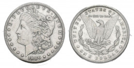 ESTADOS UNIDOS. 1 Dollar (Ar. 26,73g/38mm)*. 1886. San Francisco S. (Km#110). XF 45. Escasa. 750 mil unidades acuñadas. Encapsulado por PCGS. *Peso y ...