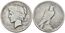 ESTADOS UNIDOS. 1 Dollar. (Ar. 26,36g/38mm). 1921. Philadelphia. Tipo Liberty. (Km#150). MBC. Escasa.