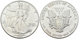 ESTADOS UNIDOS. 1 Dollar. (Ar. 31,30g/40mm). 1990. Sin marca de ceca. American Silver Eagle. (Km#273). EBC.