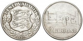 ESTONIA. 2 Krooni (Ar. 11,91g/30mm). 1930. Fortaleza de Toompea en Tallin. (Km#20). MBC.