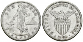 FILIPINAS. 1 Peso. (Ar. 19,89g/36mm). 1909. San Francisco S. Admininstración Norteamericana. (Km#172). MBC.
