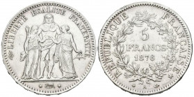 FRANCIA. 5 Francs. (Ar. 24,93g/37mm). 1876. París A. (Km#820.1). MBC.