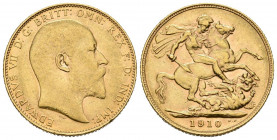 GRAN BRETAÑA. 1 Soberano. (Au. 7,97g/22mm). 1910. Eduardo VII. (Km#805). MBC+/EBC-.