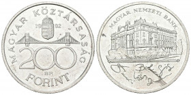 HUNGRÍA. 200 Florines (Ar. 12,03g/32mm). 1992. (Km#689). EBC-. Rayitas de limpieza.