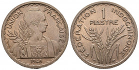 INDOCHINA. 1 Piastra. (CuNi. 18,04g/35mm). 1946. (Km#32.1). SC. Bonita pátina.