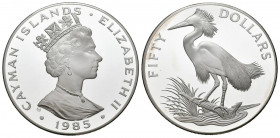 ISLAS CAIMÁN. 50 Dollars (Ar. 129,12g/63mm). 1985. (Km#83). PROOF.