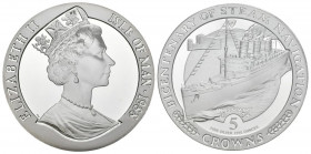 ISLA DE MAN. 5 Crowns. (Ar. 156,55g/65mm). 1988. Steam Navigation. (Km#206). Plata de 0,999 milésimas. PROOF.