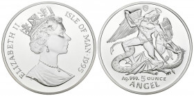 ISLA DE MAN. 5 Angel. (Ar. 156,72g/65mm). 1995. (Km#1326). Plata de 0,999 milésimas. PROOF.