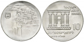 ISRAEL. 10 Lirot. (Ar. 25,98g/37mm). 1968. XX Aniversario de la Independencia. (Km#51). SC.