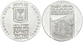 ISRAEL. 10 Lirot. (Ar. 25,90g/37mm). 1973. Aniversario de la Independencia. (Km#71). SC.