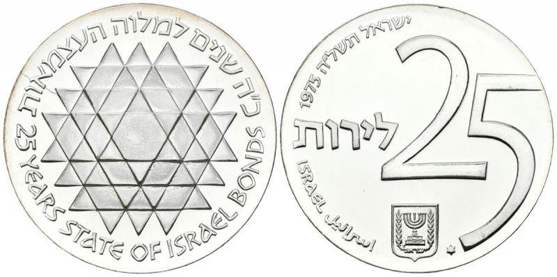 ISRAEL. 25 Lirot (Ar. 30,18g/40mm). 1975. Jerusalén. Día de la Independencia. Is...