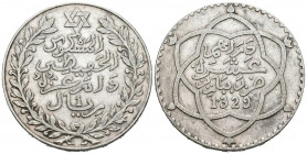 MARRUECOS. 10 Dirhams. (Ar. 24,81g/37mm). 1911 (1329H). Abd al-Hafiz. (Km#25). MBC+ 