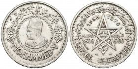 MARRUECOS. 500 Francs (Ar. 22,56g/36mm). 1956. Mohammed V. (Km#54). EBC-.