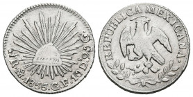 MÉXICO. 1/2 Real (Ar. 1,66g/16mm). 1856/5. Ciudad de México GF. (Km#370.9). MBC.