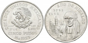 MÉXICO. 5 pesos. (Ar. 27,81g /39mm). 1953. Año de Hidalgo. (Km#468). EBC. Marquitas.