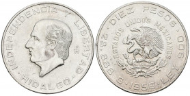 MEXICO. 10 pesos. (Ar. 28,87g /40mm). 1956. Hidalgo. (Km # 474). EBC-. Ligeras marquitas.