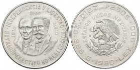 MÉXICO. 10 Pesos (Ar. 28,99g/39mm). 1960. 150 Aniversario de la Guerra de Independencia. (Km#476). EBC+.