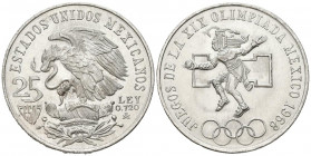 MÉXICO. 25 pesos. (Ar. 22,01g /38mm). 1968. Juegos Olímpico de México 68. (Km#468). EBC-