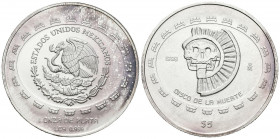 MEXICO. 5 Pesos. (Ar. 31,18g/40mm). 1998. México. Disco de la Muerte. (Km#619). Plata de 0,999 milésimas. SC.