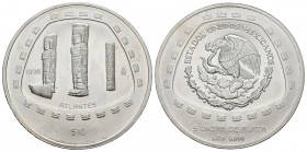 MEXICO. 10 Pesos. (Ar. 155,50g/65mm). 1998. Atlantes. Serie Precolombina. (Km#634). Plata de 0,999 milésimas. SC. Tirada de 5560 piezas.