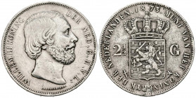 PAÍSES BAJOS. 2 1/2 Gulden. (Ar. 24,79g /38mm). 1873. Willem II. (Km#82). MBC