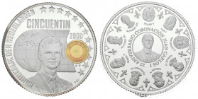 PAISES BAJOS. Cinquentín. (Ar. 157,22g/65mm). 2000. Royal Dutch Mint. 25 Aniversario Coronación Juan Carlos I. Plata de 0,999 milésimas. PROOF. Incluy...