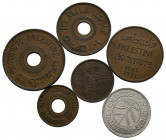 PALESTINA (Mandato Británico). Conjunto de 6 monedas acuñadas en 1942 con valores comprendidos entre 1 y 50 Mils. Diferentes estados de conservación. ...