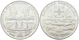 PORTUGAL. 1000 Escudos. (Ar. 28,09g/40mm). 1997. Lisboa. 100 Aniversario de las Expediciones Oceanográficas. (Km#695). EBC+.