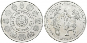 PORTUGAL. 1000 Escudos. (Ar. 27,04g/40mm). 1997. Lisboa. Danza de los Pauliteiros. (Km#704). EBC+.