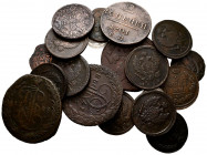 RUSIA. Bonito e interesante conjunto formado por 20 monedas acuñadas entre los siglos XVIII y XX con diferentes valores como Dengas y diversos divisor...