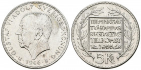 SUECIA. 5 Coronas (Ar. 18,03g/34mm). 1966. Centenario de la Reforma Constitucional. (Km#839). EBC.