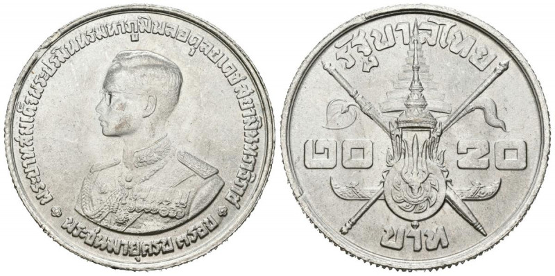 TAILANDIA. 20 Baht (Ar. 19,55g/30mm). 1963. Rey Rama IX. (Km#Y86). SC-.