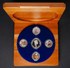 UGANDA. Set compuesto por 5 monedas de plata con valores de 1000 y 2000 Shilling acuñadas en 2004 con motivo de la festividad china del "Mid Autumn Fe...