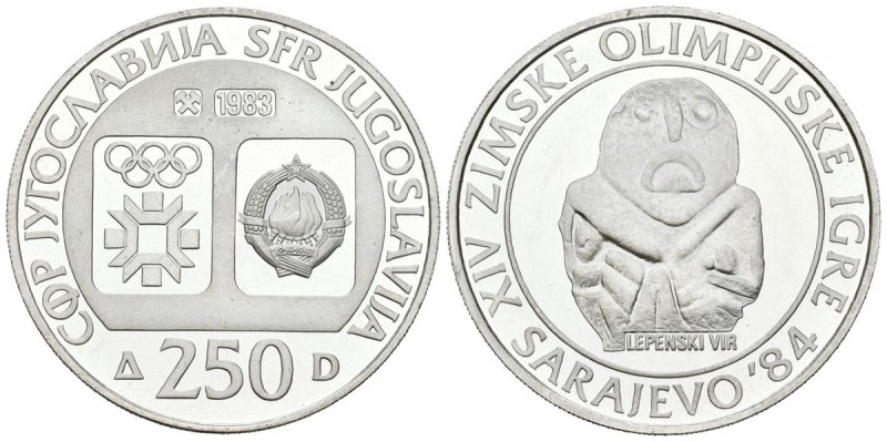 YUGOSLAVIA. 250 Dinares (Ar. 17,06g/34mm). 1983. Belgrado. XIV Juegos Olímpicos ...