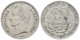 ESTADOS UNIDOS DE VENEZUELA. 2 Bolívares. (Ar. 10,00g/27mm). 1930. Philadelphia. (Km#Y23). Encapsulado ANACS AU-50.