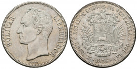 ESTADOS UNIDOS DE VENEZUELA. 5 Bolívares. (Ar. 25,01g/37mm). 1936. Philadelphia. (Km#Y24.2). EBC-.