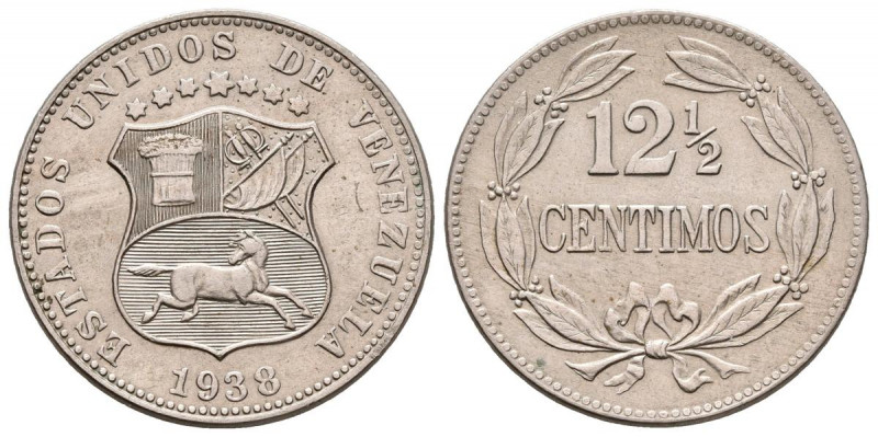 ESTADOS UNIDOS DE VENEZUELA. 12 1/2 Céntimos. (CuNi. 5,00g/23mm). 1938. Philadel...