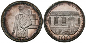 REPÚBLICA DE VENEZUELA. 100 Bolívares. (Ar. 31,05g/35mm). 1983. Bicentenario del Nacimiento del Libertador Simón Bolívar (1783-1983). Alemania. (Km#Y5...