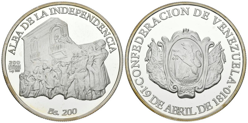 REPÚBLICA BOLIVARIANA DE VENEZUELA. 200 Bolívares. (Ar. 31,10g/38mm). 2010. 200 ...