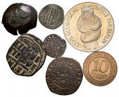 IMPERIO BIZANTINO, EPOCA MEDIEVAL y MONEDAS EXTRANJERAS. Conjunto de 7 monedas de diferentes épocas de la numismática. A EXAMINAR.