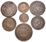 MONEDAS EXTRANJERAS. Conjunto de 7 monedas de cobre de Portugal de los siglos XVIII y XIX. Diferentes módulos y estados de conservación. A EXAMINAR.