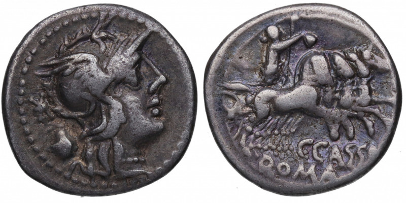 126 a.C. Cassia. Roma. Denario. FFC 554; Crawford 226/1. 3,78 g. Cabeza de Roma ...