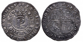 1350-1369. Pedro I (1350-1369). Sevilla. 1 Real. INÉDITA. Ag. 3,38 g.  No aparece en catálogos esta variante sin P de PETRVS, más con la rara combinac...