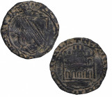 1454-1474. Enrique IV (1454-1474). Toledo. Blanca de la banda. Bautista 583. Ve. 1,80 g. RARA. Ligeramente recortada. MBC. Est.300.