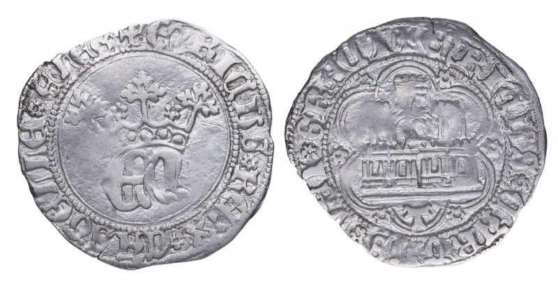 1454-1474. Enrique IV (1454-1474). Toledo. 1/2 Real. A. BURGOS 702.1. Ag. 1,57 g...