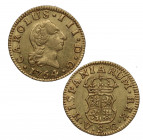 1764. Carlos III (1759-1788). Sevilla. 1/2 escudo. VC. A&C 1295. Au. 1,77 g. Muy bella. Brillo original. EBC+. Est.300.