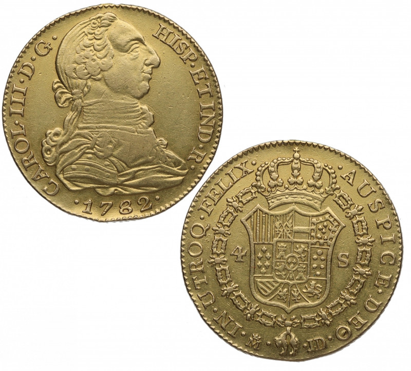 1782. Carlos III (1759-1788). Madrid. 4 Escudos. JD. A&C 1787. Au. 13,41 g. Bell...