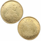 1791. Carlos IV (1788-1808). Santiago. 8 Escudos. DA. A&C 1756. Au. 27,03 g. EBC+ / EBC. Est.1800.